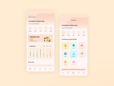 Mood Tracker UI activity app app design app tracker clean daily habit health insight mental health mobile mood moodtracker tracker ui ux
