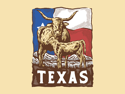 Texas Long Horn apparel cowboy cowgirl handdrawn illustration longhorn ranch rodeo t shirtdesign texas