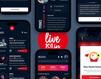 Live101 : Artist Booking Platform adobe xd app design artist booking platform figma graphic design illustration music ui ux website design