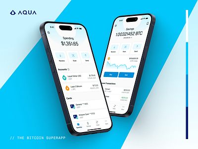 Aqua Wallet Redesign Concept app design blue chart crypto app dashboard geist geist mono ios lightning list view product design qr transactions ui uiux ux wallet