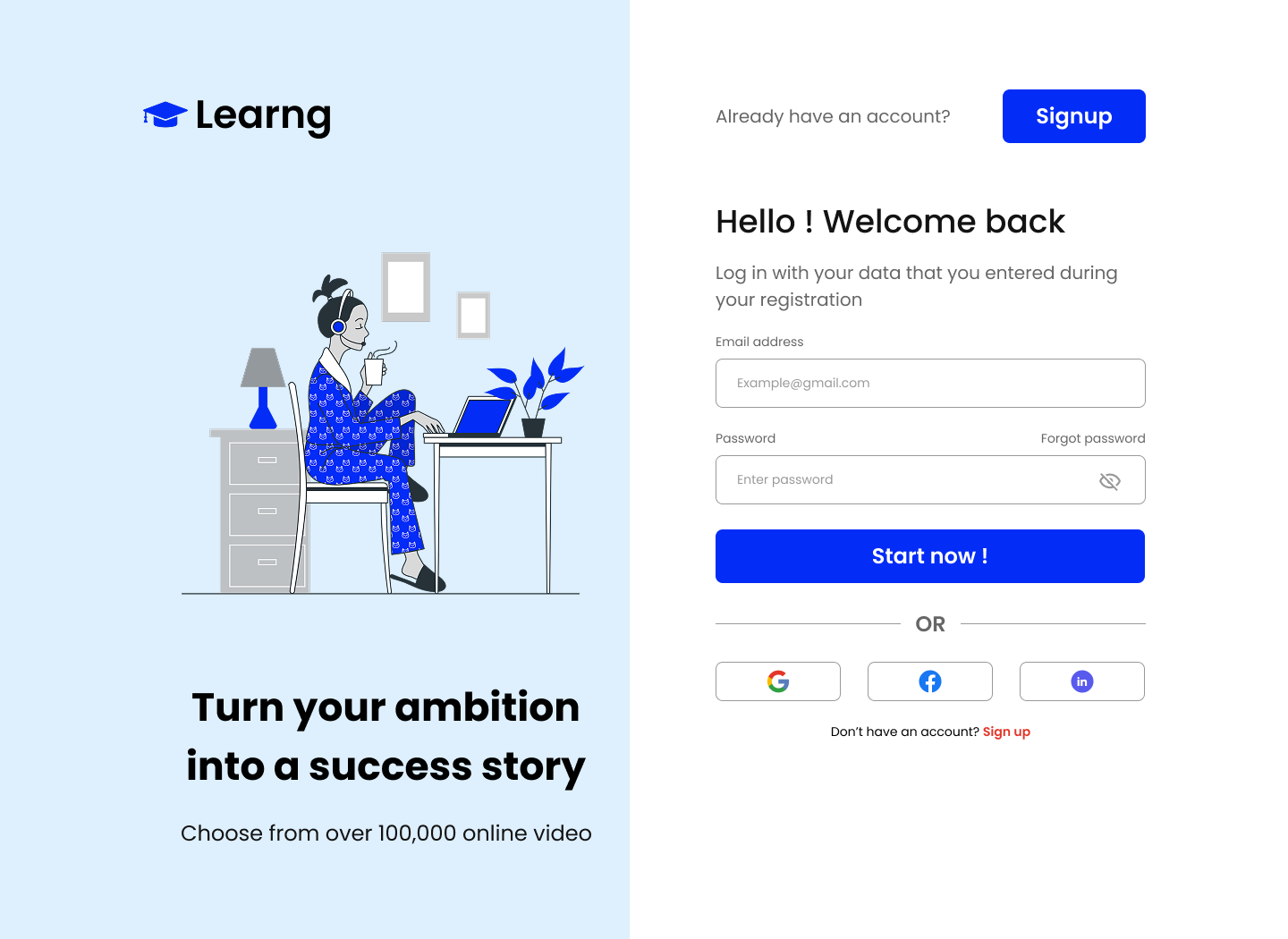 Login form for LMS agency branding business design lms login product design signin uiux