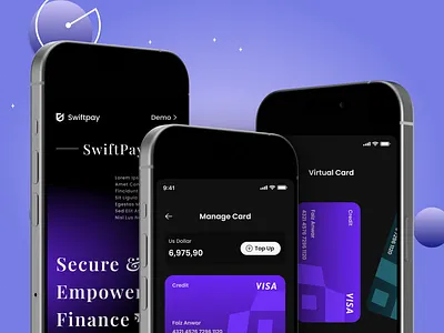 “SwiftPay – Digital Wallet & Virtual Card UI” design figma graphic design ui user experience user interface ux