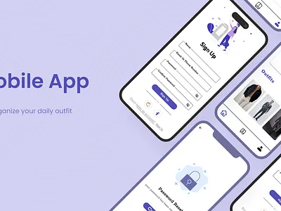 👔 Outfit Organizer App – Minimal UI/UX Design design figma graphic design ui ui ux user expeirence user interface ux