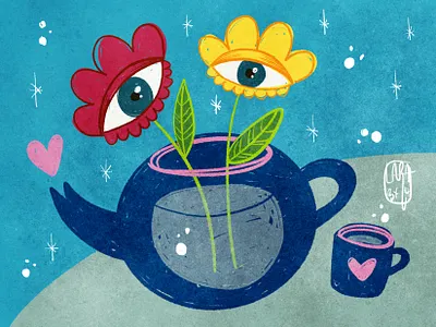 Spring Tea cup flowers food illustration mug spring tea teapot