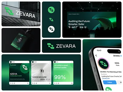 ZEVARA Brand Identity blockchain brand identity branding crypto crypto logo fintech gradient green social media texture web3 z logo