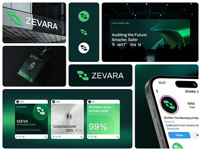 ZEVARA Brand Identity blockchain brand identity branding crypto crypto logo fintech gradient green social media texture web3 z logo