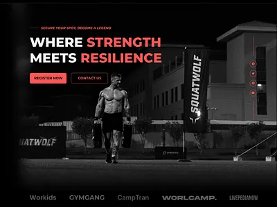 Primal Race x SQUATWOLF – Fitness Hero Section Design animation branding dashboard fitness graphic design ui ux