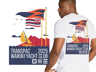 Waikiki Yacht Club Merch boat boat race flag hawaii merch mountains ocean sailboat sailing