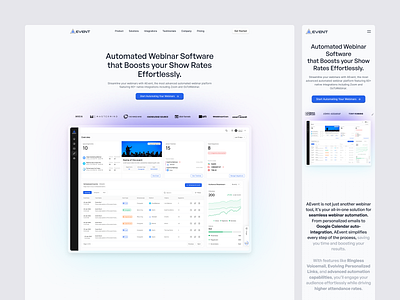 AEvent - Webinar Management Platform graphic design light mode website minimal design minimal saas website design modern saas website modern website modern website ui ux saas ui ux saas website sleek design ui ux webinar website website ui ux