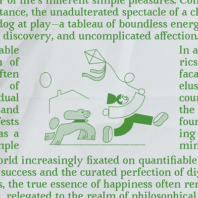 Happiness in a nutshell character dog family happiness illustration styleframe