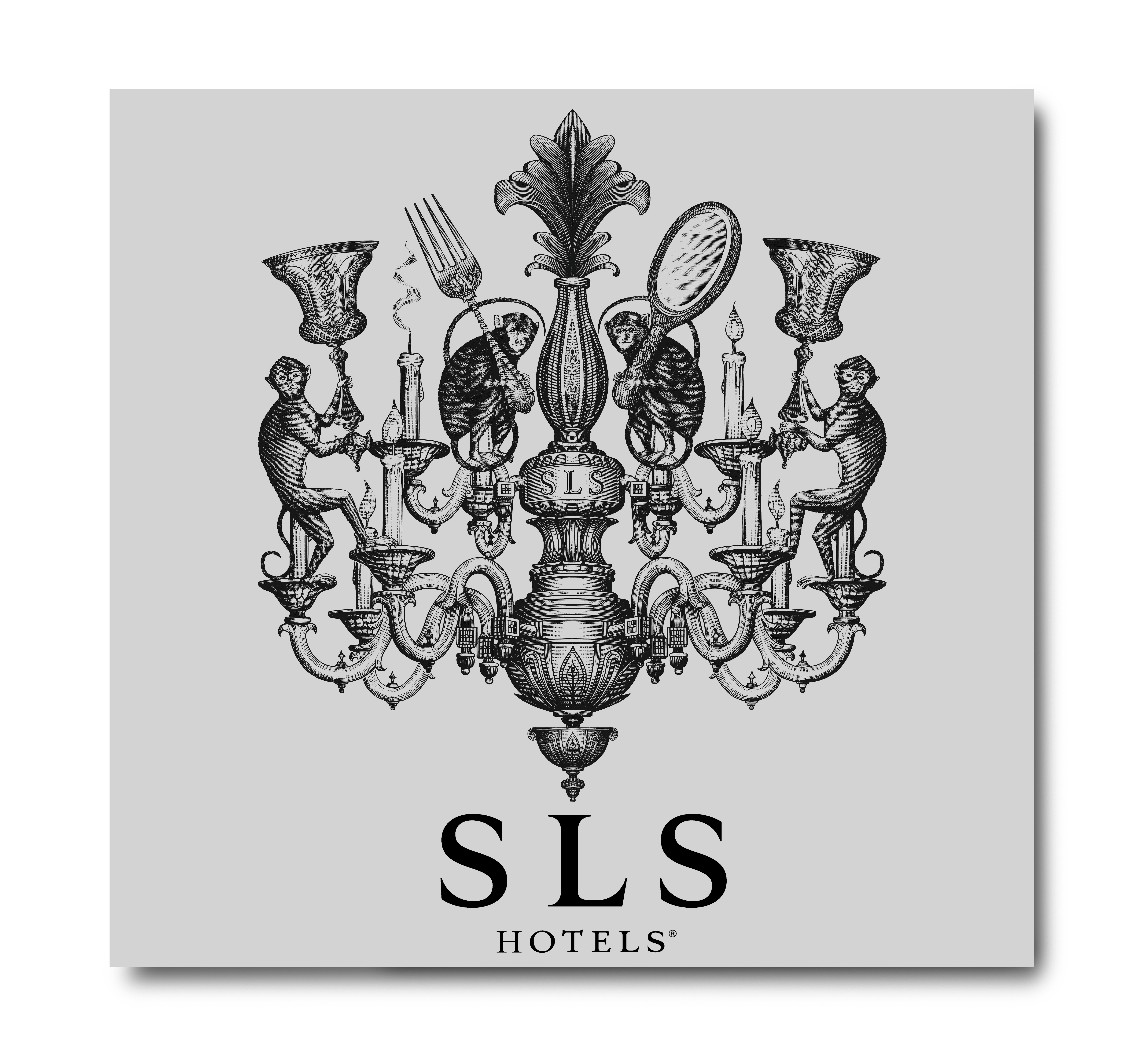 SLS Hotels Logo Mark by Steven Noble artwork branding design engraving etching illustration line art scratchboard steven noble visual identity woodcut