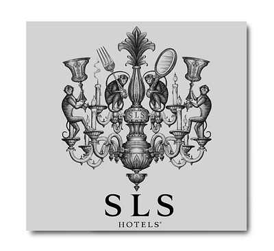 SLS Hotels Logo Mark by Steven Noble artwork branding design engraving etching illustration line art scratchboard steven noble visual identity woodcut
