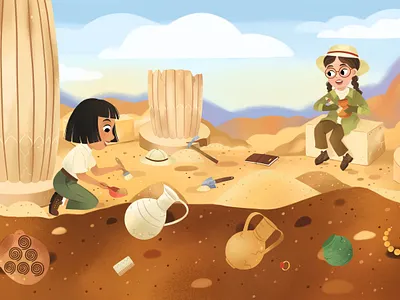 Archaeologists book illustration character children children book illustration childrensbook kidlitart picture book