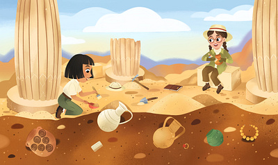 Archaeologists book illustration character children children book illustration childrensbook kidlitart picture book