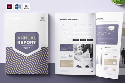 Annual Report, Word Template 2023 agency annual annual report brochure brochure 2023 business business brochure company company profile corporate identity indesign portfolio print printable project proposal report template