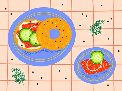 Unsplash | Bagel illustration artwork bagel colorful digital illustration food illustration fresh graphic design illustration illustrator salmon vector