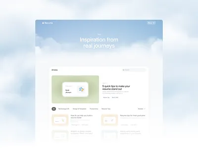 Rezume - AI Resume Builder App [Blog Page] article page blog blog page clean cv builder blog page journal modern resume blog page resume builder blog page ui ux web web design website