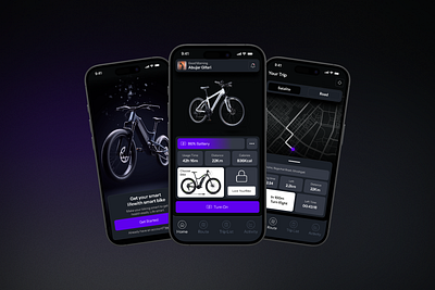 Smart Bike Companion App – Dark Mode UI smart bike companion