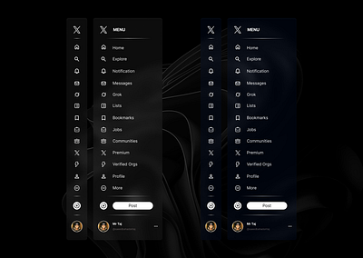 X Redesign Menu app background blur branding design graphic design illustration landing page logo menu product design redesign menu typography ui ux vector web design x