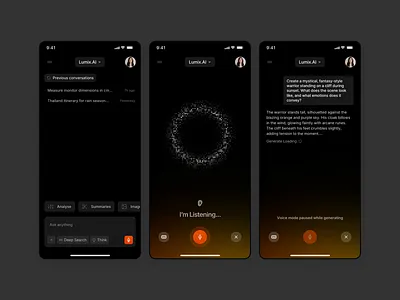 Lumix - AI Platform Mobile App ai ai saas animation artificial intelligence chat chat ai clean design digital internet mobile modern motion graphics technology typography ui uidesign ux uxdesign voice chat