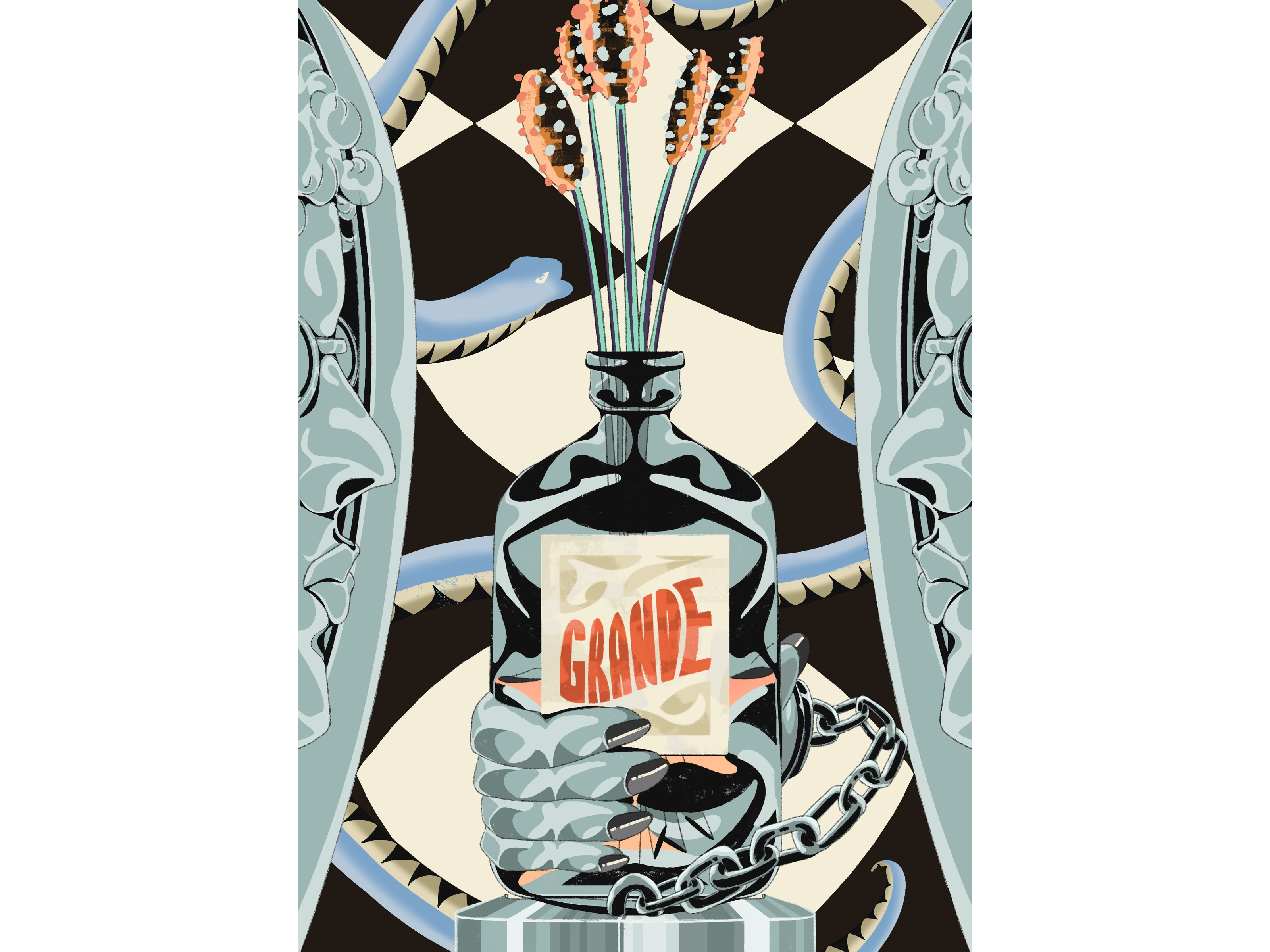 Grande editorial illustration handdrawn hellenism statue