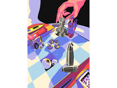 Strategy Board board chess editorial illustration handdrawn war