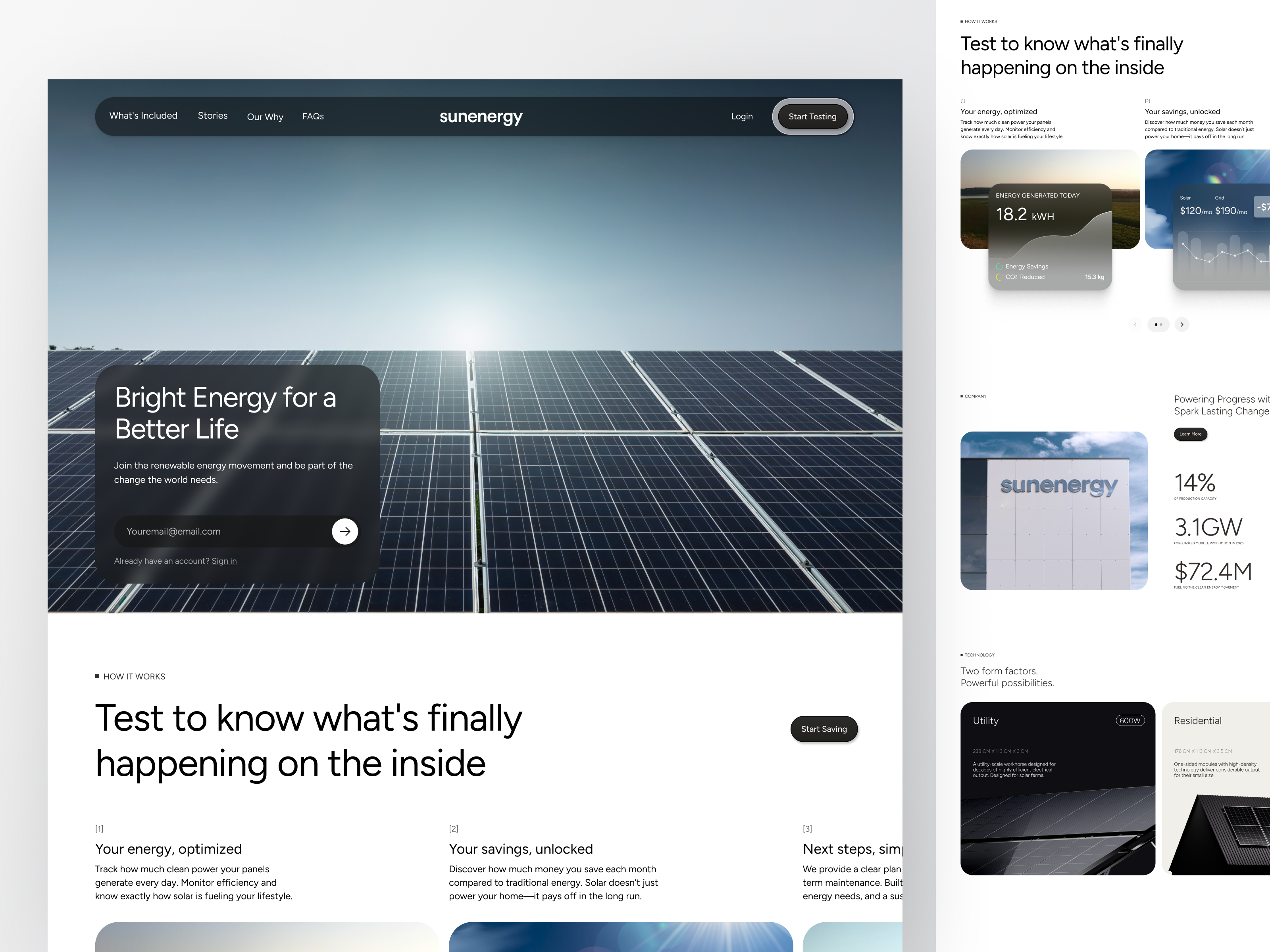 Sun Energy - Manufactur Landing Page clean footer hero landing page layout manufactur renewable energy saas web solar panel technology ui ux web design website