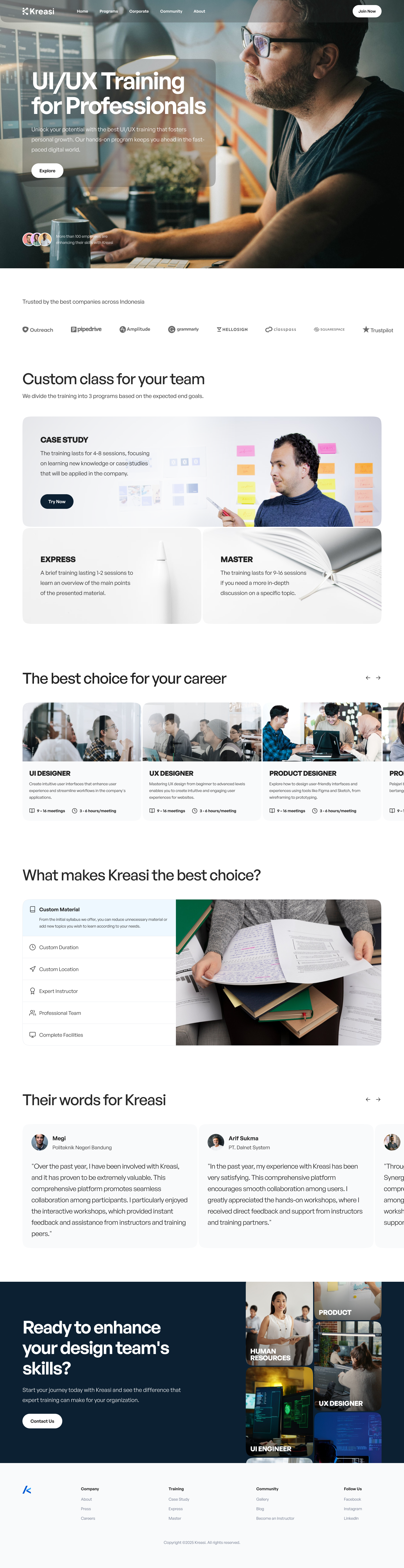 Training website - Homepage full course landing page training training website tutorial ui ui design user experience user interface ux ux design web design webinar website website design