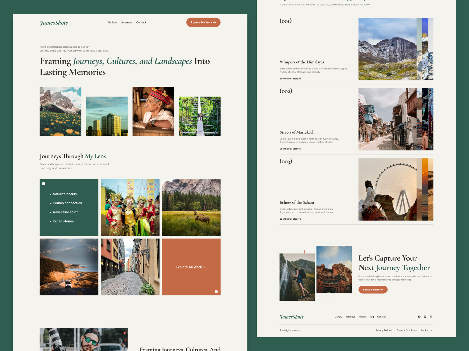 Travel Photographer Portfolio Website Landing Page moderndesign.
