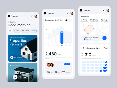 Properasi – Property Management App Mobile UI aesthetics analyze app artificial superintelligence clean dashboard design minimalism mobile modern occupancy predict premium property responsive saas simple ui uidesign uiux
