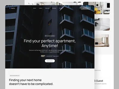 Nestly - Apartment Landing Page apartment landing page clean website hotel website landing page minimalist website