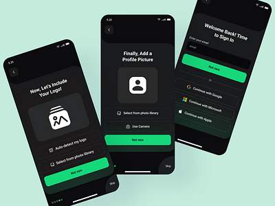 Digital Business Card App Design business card dark theme design business digital business card digital card digitalcard minimalistic mobile app design mobile design nfc business cards nfc card onboading ui share your info tapr user interface vcard web marketing