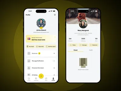 AI Fashion Assistant & Profile Screen Mobile App account aiassistant fashionapp mobileappdesign modern app ui productdesign profilescreen styletech uidesign userinterface uxdesign work
