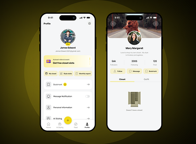 AI Fashion Assistant & Profile Screen Mobile App account aiassistant fashionapp mobileappdesign modern app ui productdesign profilescreen styletech uidesign userinterface uxdesign work