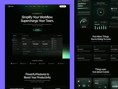 Cunda - Software & SaaS Website ai website arini studio fintech landing page framer template website landing page design no code website saas saas website design software studio website ui webflow template website design