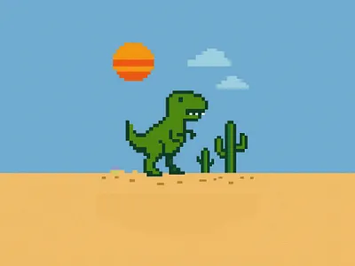 Pixel Dinosaur Desert Game Art 🌵🦖 8 bit design arcade style colorful pixel art desert pixel art digital art dinosaur game game illustration nostalgic game art pixel art pixel artwork pixel character design pixel dinosaur retro gaming retro pixel style vintage video game