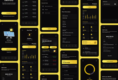 Solarchain Mobile Design animation app design app ui blockchain clean ui crypto dark dashboard defi design gradient menu mobile navigation payment solar ui ux walkthrough