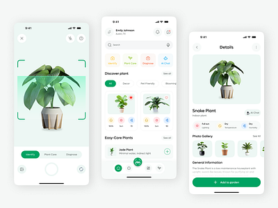 Plant Care Mobile App Design app appdesign clean ecommerce garden app mobile mobile app mobile ui plant plant app plant care plant care mobile app plant guide plant identify plant nursury plant shop recognition uidesign ux