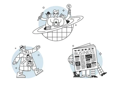 Various characters for @12kosmonavtov 2022 agency astronauts character character design cosmic creative design illustration space vector