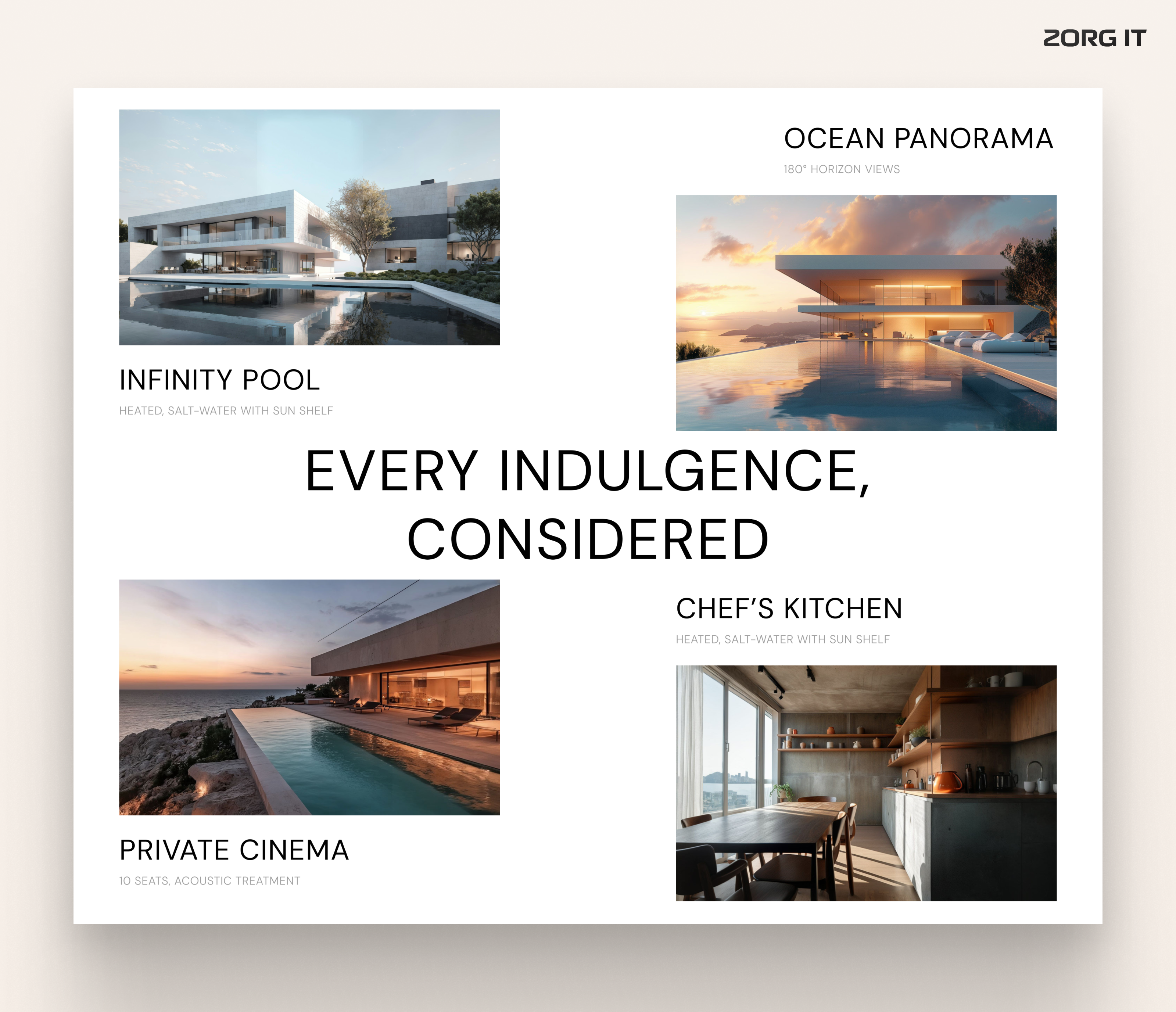 Villa Amenities That Elevate Everyday Living creative design design experience section modern real estate website tredny ui uiux uiuxdesign ux visual desing webdesign website website design website designer