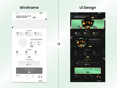 Teenpati Gaming App casestudy creative dark gaming landingpage responsive ui ux wirefarme