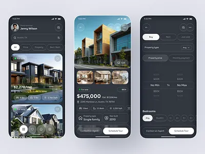 Real Estate App UI – Property Search, Listings & Smart Filters apartment finder ui app design home finder app house rental app design ios marketplace app design mobile mobile app property app ui property listing app property search app real estate app design real estate dashboard real estate marketplace real estate mobile ui