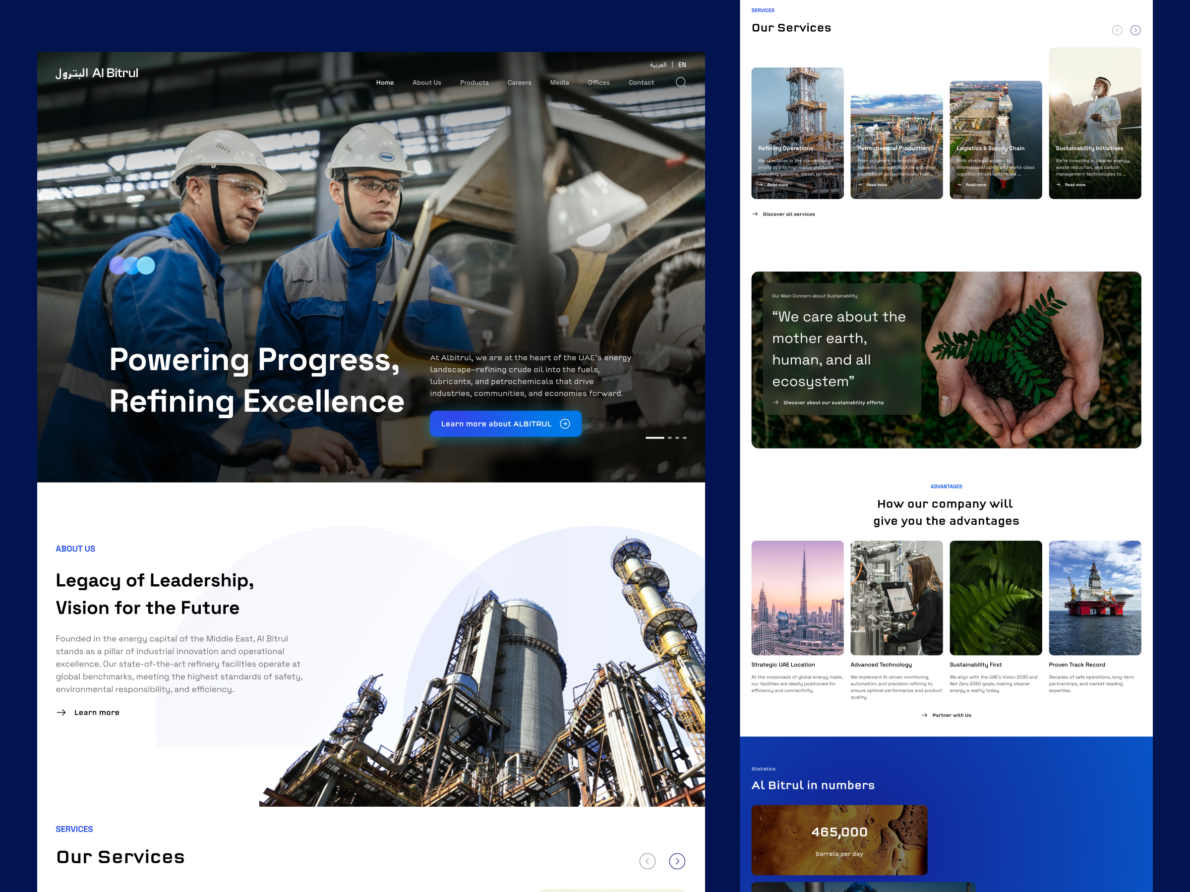 Al Bitrul - Petroleum & Energy Website Concept 🛢️⚡️ cleanui corporate energy gas industrial interactive landing landing page oil oilandgas petroleum simple ui ux webdevelopment website