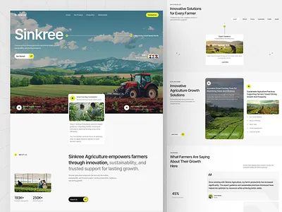 Sinkree - Agriculture Landing Page agancy agency agriculture agritech app biotech clean company farmer feature fresh harvest interface minimalist plant platform startup technology web app web design