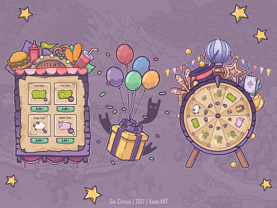 Sin Circus | Game Asset | UI Art 2d app art artist character design game illustration lineart ui ux vaan:art vaanart