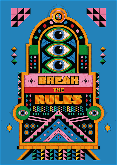 Break the Rules - Poster & Motion Design 2d design graphic design happy illustration illustrator motion design motion graphics poster procreate retro surreal textural texture