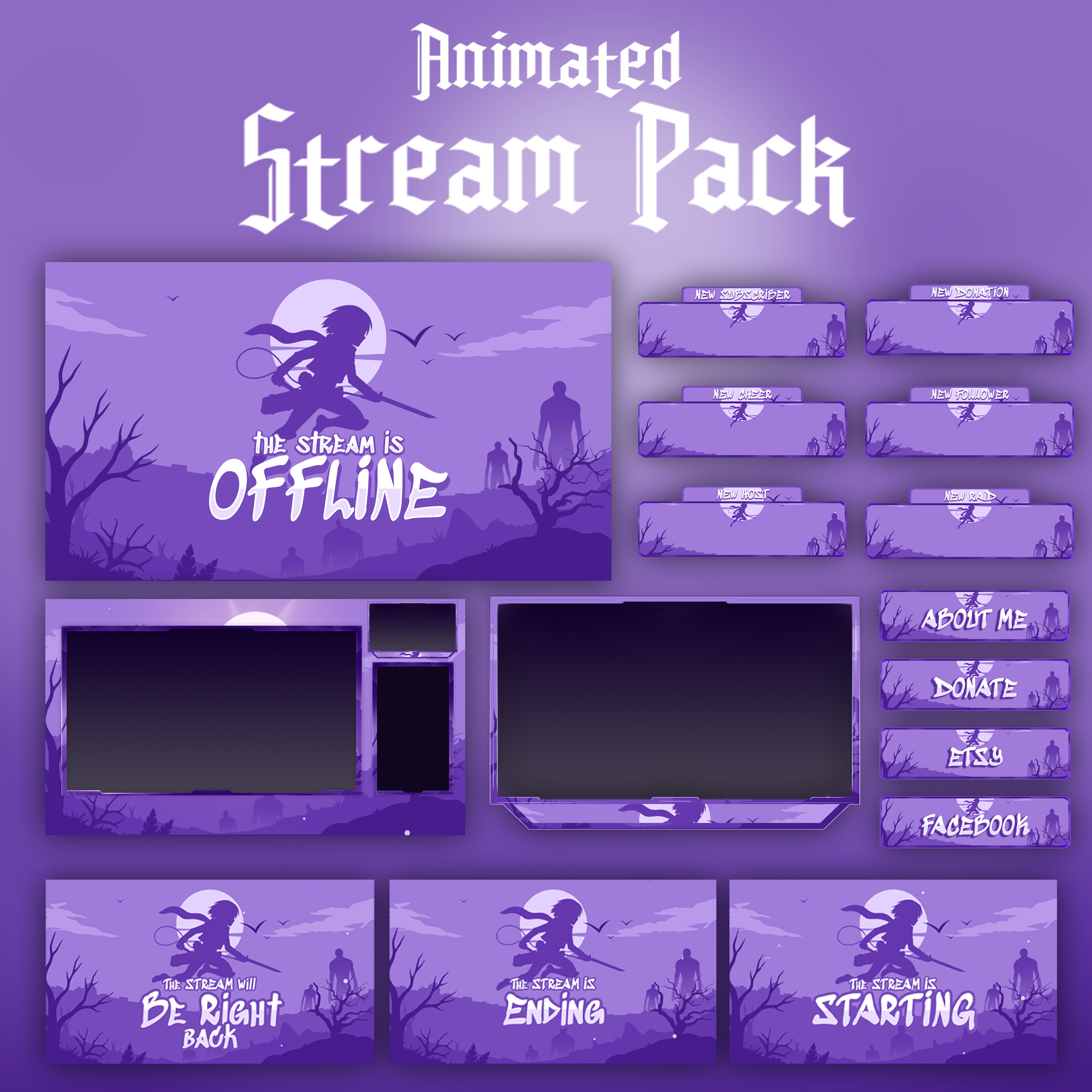 Girl Fighter Animated Stream Package: For Twitch Overlay Kick animated stream pack facecam frame gaming overlay just chatting overlay kick overlay live stream design live stream overlay obs overlay starting soon screen stream package stream panels stream screens streaming graphics streamlabs overlay twitch alerts twitch overlay twitch stream pack vectorkingstudio vtuber overlay youtube overlay