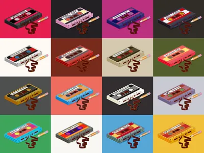 Personalised Isometric Cassette Tapes 80s 90s alternative music art cassette tapes illustration isometric matt vergotis music pencil poster rock tape vector illustration verg