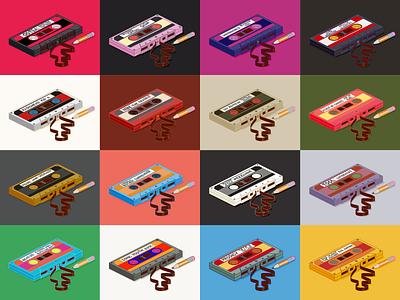 Personalised Isometric Cassette Tapes 80s 90s alternative music art cassette tapes illustration isometric matt vergotis music pencil poster rock tape vector illustration verg