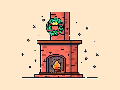 Fireplace art artwork branding cozy evening fireplace graphics design hearth home illustration logo mantel peace ui winter